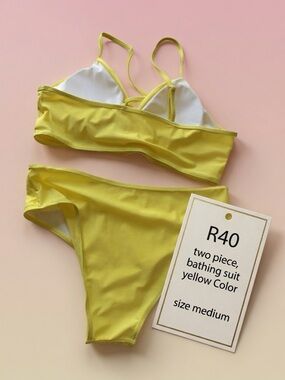 R40, Yellow Two-Piece Bikini Medium